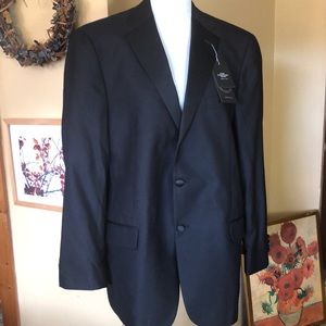 HART SCHAFFNER MARX size 44R Blazer Classic Black 100% Worsted Wool $995 NEW